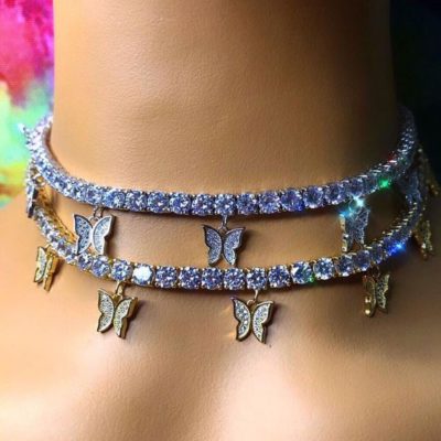 Butterfly Charm Choker Necklace