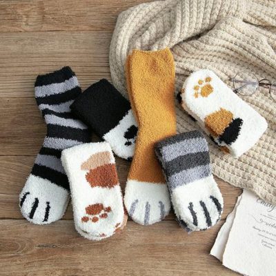 cozy cat socks,Cozy Cat Paw Fleece Socks