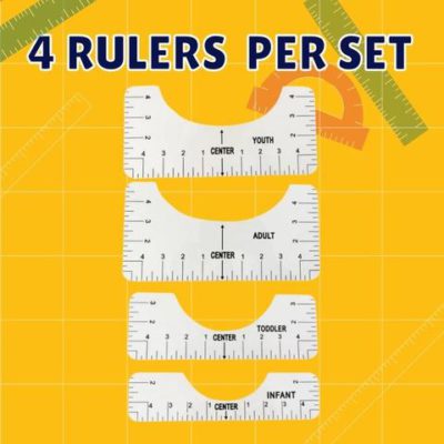 PerfecTEE T-Shirt Ruler Guide Set (4pcs),strong and cutting ruler for clothes,Design desired clothes,alignment tool,Sewing and cutting rulers