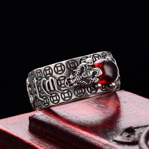 Feng Shui Pixiu,Pixiu Ring,Silver Ruby,Ruby Lucky,Feng Shui