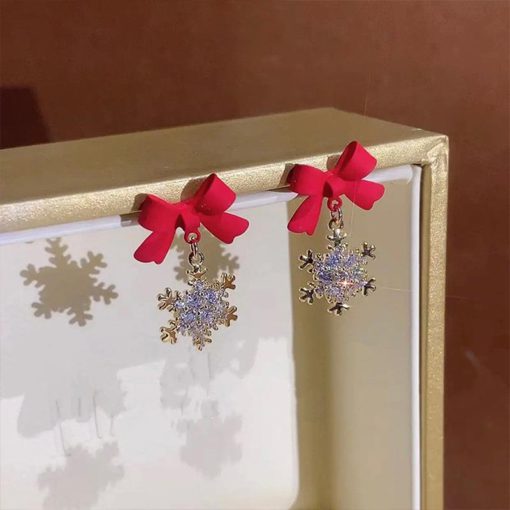 Snowflake Earrings,Bow Snowflake Earrings