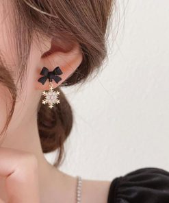 Snowflake Earrings,Bow Snowflake Earrings