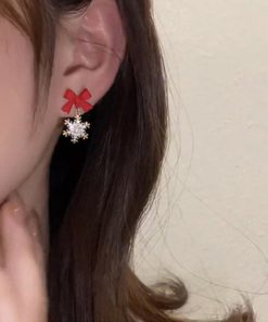 Snowflake Earrings,Bow Snowflake Earrings