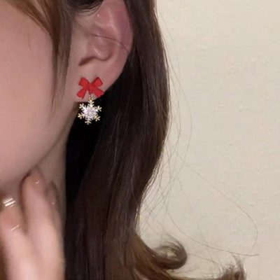 Snowflake Earrings,Bow Snowflake Earrings