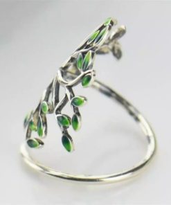 Green Branches,Branches Leaves,Adjustable Ring,Green Branches Leaves Adjustable Ring