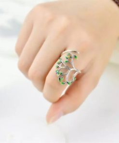 Green Branches,Branches Leaves,Adjustable Ring,Green Branches Leaves Adjustable Ring