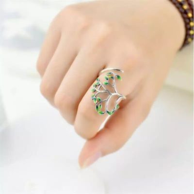 Green Branches,Branches Leaves,Adjustable Ring,Green Branches Leaves Adjustable Ring