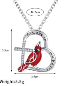 Heart Pendant Necklace,Cardinal Heart Pendant Necklace