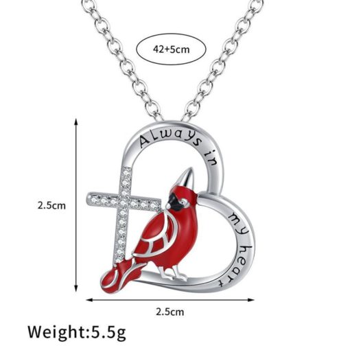 Heart Pendant Necklace,Cardinal Heart Pendant Necklace