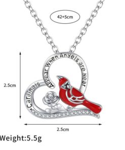 Heart Pendant Necklace,Cardinal Heart Pendant Necklace