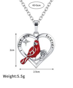 Heart Pendant Necklace,Cardinal Heart Pendant Necklace