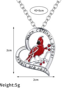 Heart Pendant Necklace,Cardinal Heart Pendant Necklace