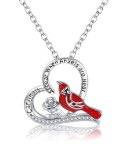 Heart Pendant Necklace,Cardinal Heart Pendant Necklace