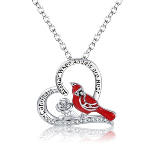 Heart Pendant Necklace,Cardinal Heart Pendant Necklace