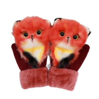 Hand-knitted Cartoon Animal Mittens