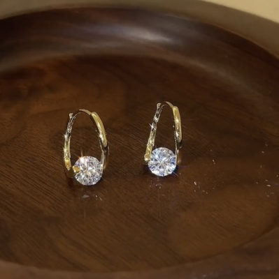 Sterling Silver Diamond Round Stud Earrings