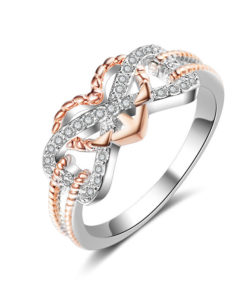 Two Tone Anchor Heart Ring