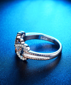 Two Tone Anchor Heart Ring