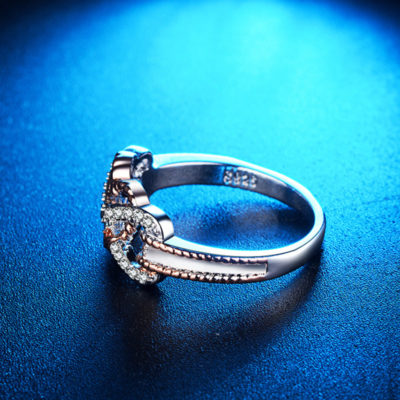 Two Tone Anchor Heart Ring