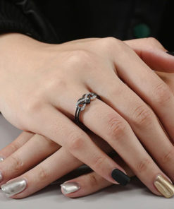 Two Tone Anchor Heart Ring