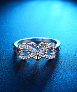 Two Tone Anchor Heart Ring