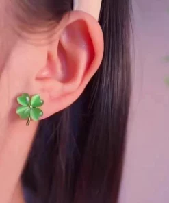 Opal Lucky Four Leaf Clover Earrings