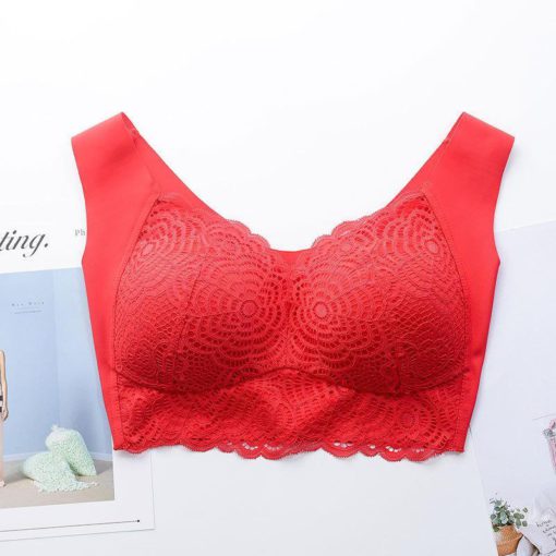 Stretch Full-Figure Seamless Lace Cut Out Bra