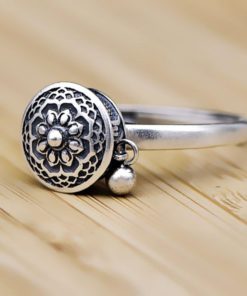 Buddhist Tibetan Prayer Wheel Ring OM Mantra Lotus Floral Ring