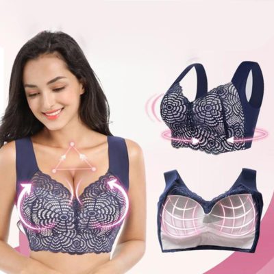 Stretch Full-Figure Seamless Lace Cut Out Bra