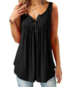 Comfy Loose Button Sleeveless Tank Top