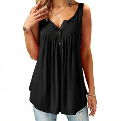 Comfy Loose Button Sleeveless Tank Top