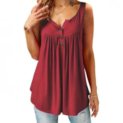 Comfy Loose Button Sleeveless Tank Top