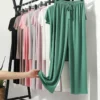 Soft Comfortable Ice Silk Short Sleeve T-Shirt Two Piece Set Loose Wide-leg Pants