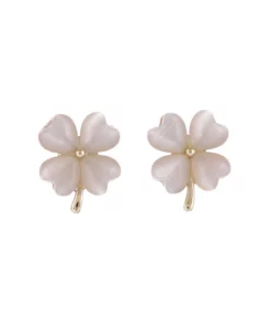 Opal Lucky Four Leaf Clover Earrings