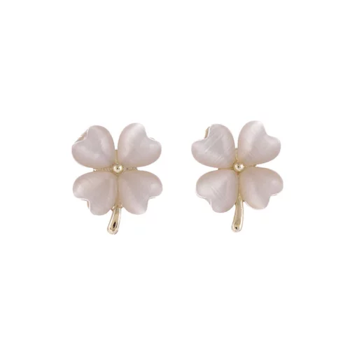 Opal Lucky Four Leaf Clover Earrings