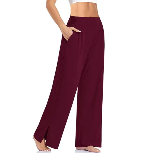 Women's Wide Leg Casual Loose Yoga Sweatpants Home Comfort Pajama Pants With Pockets