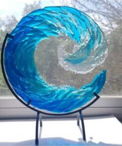 Ocean Wave Fused Glass Sculpture