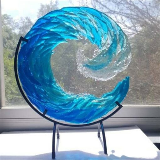 Ocean Wave Fused Glass Sculpture