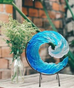 Ocean Wave Fused Glass Sculpture