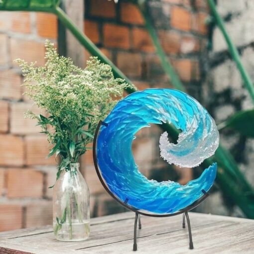 Ocean Wave Fused Glass Sculpture