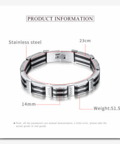 Luxury Black Silicone Stainless Steel Bracelet Men