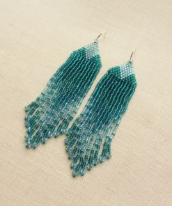 Beaded Earrings Emerald Fringe Earrings