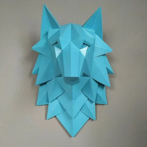 3D Abstract Wolf Head Sculpture Wall Decor