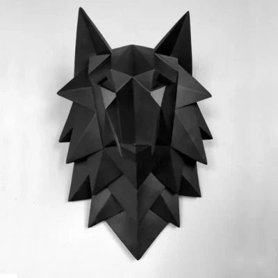 3D Abstract Wolf Head Sculpture Wall Decor