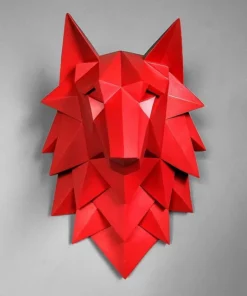 3D Abstract Wolf Head Sculpture Wall Decor