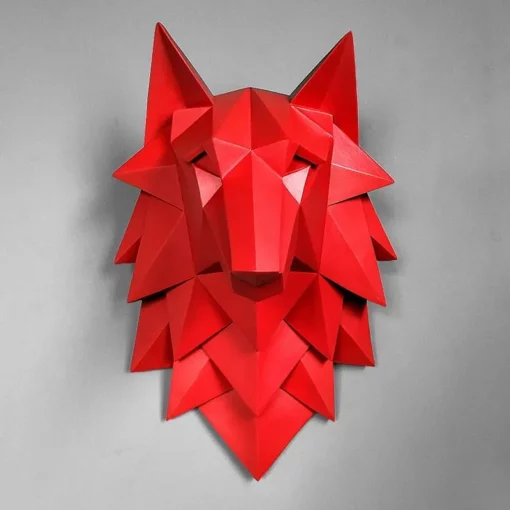 3D Abstract Wolf Head Sculpture Wall Decor