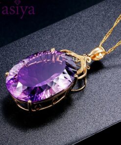 Amethyst Oval Crystal Gemstone Necklace