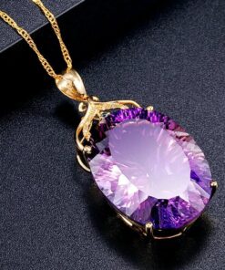 Amethyst Oval Crystal Gemstone Necklace