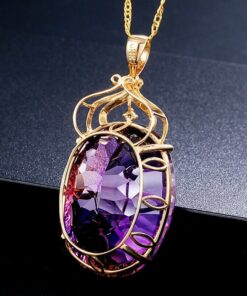 Amethyst Oval Crystal Gemstone Necklace