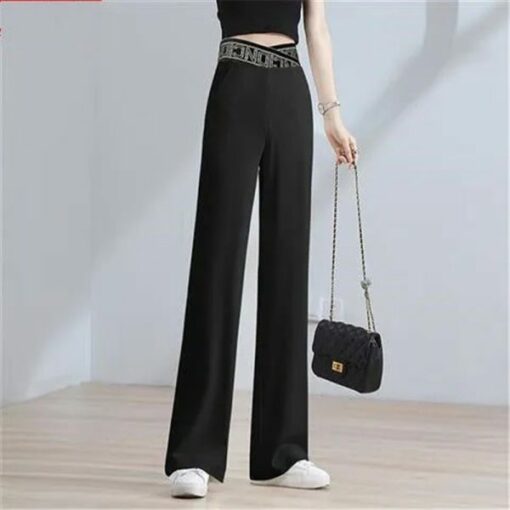 Ice Silk High Waist Wide Leg Pants